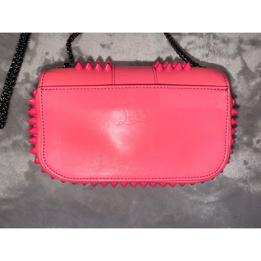 Christian Louboutin Sweet Charity Spiked Mini Shoulder Bag Neon Pink Leather - Picture 4 of 16